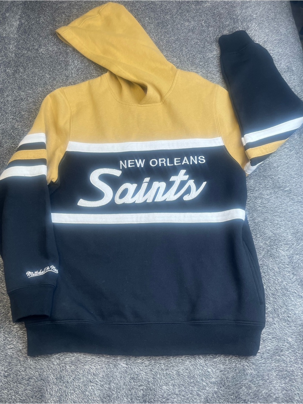 Mitchell And Ness New Orleans Saints Youth Hoodie Large 14/16 Black Gold